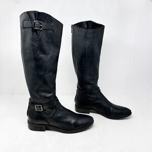 Sam Edelman Black Leather Painter Tall Riding Boots Equestrian Zip Back Sz 9.5